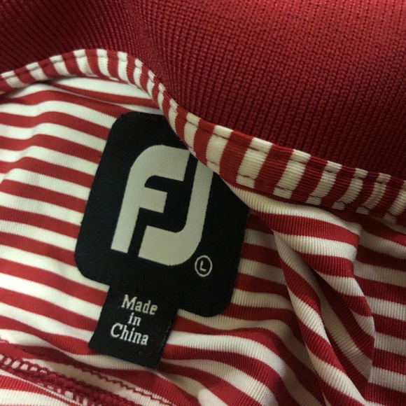 Foot Joy Golf Performance Red and White Striped Polo size Large - Picture 3 of 7